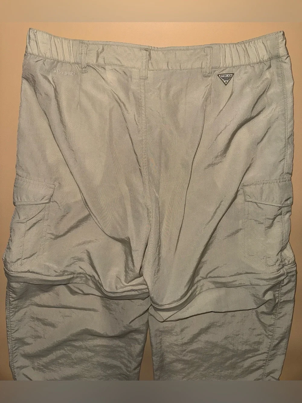 Columbia PFG Convertible Zip-Off Cargo Hiking Fishing Pants Beige Men’s Large
